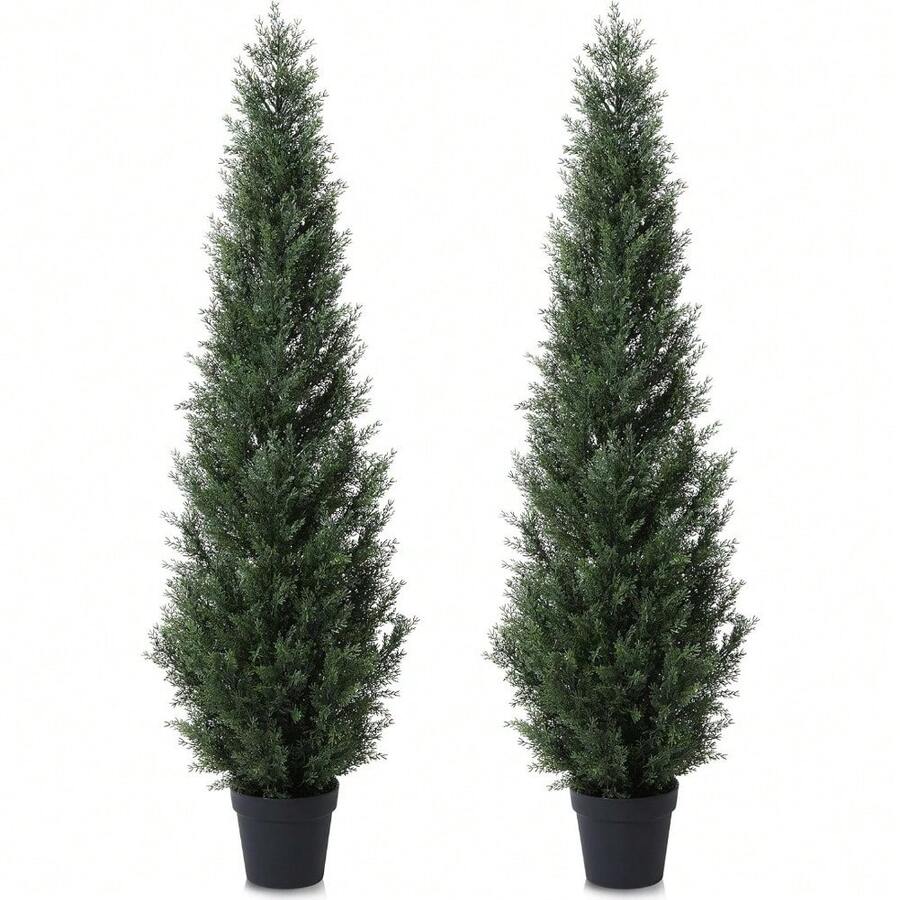 CROSOFMI Artificial Outdoor Plants. 95 Cm Fake Cedar Tree. Large Faux