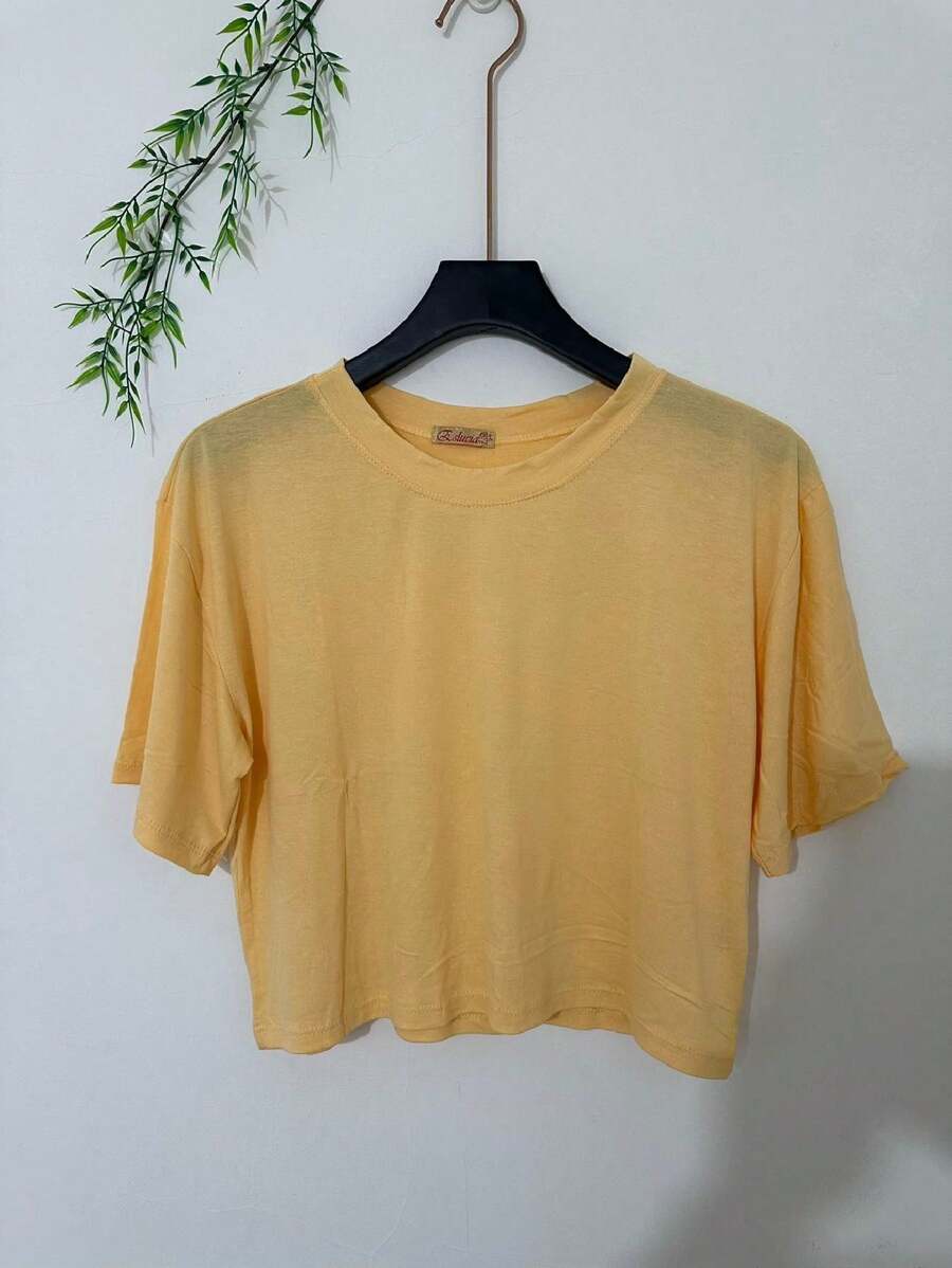 Viscolycra Cropped Top - 芥末黃 - 查看 1