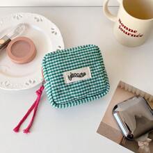 1 件装韩版格子迷你女士口红包旅行便携小化妆包拉链便携卫生棉条包，小巧可爱卫生巾包，多功能旅行收纳包，图案可爱，适合存放女性个人护理用品，女士礼物，圣诞礼物，女士送礼佳品，化妆包，旅行必备 - 彩色 - 查看 14