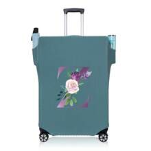 行李箱罩旅行箱罩适用于 18 至 32 英寸行李箱保护套男女户外度假旅行必备配件涤纶行李箱弹力防尘罩时尚首字母姓名 A 至 Z 字母印花 - 藍-圖案 1 - 查看 35