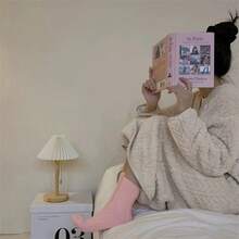 5 双女士毛绒冬季袜子，舒适针织中筒设计，柔软、温暖、有弹性，秋冬保暖袜，纯色地板袜，女士礼物 - 彩色 - 查看 7