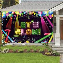 1 件霓虹灯 Let's Glow 摄影背景涂鸦气球旗帜灯光派对横幅 59.1 * 39.4/82.7 * 59.1 英寸生日室内节日户外照片背景情人节快乐 - 彩色 - 查看 6