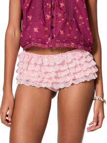 Women's Lace Tiered Ruffled Shorts Cute Bottoms High Rise Lolita Short Pants For Summer - 粉色 - 查看 1