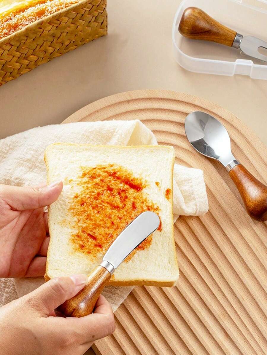 1 件装黄油刀迷你黄油刀奶油奶酪果冻刀黄油涂抹刀黄油刀带立式手柄，玫瑰木手柄，适用于烘焙、厨房、黄油、果酱、奶酪涂抹圣诞礼物 - 彩色 - 查看 1