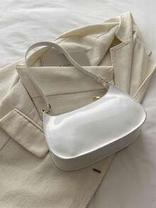 新款纯色时尚百搭高端感单肩包，优雅出门 - 白色 - 查看 4