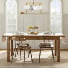 Plank Top Rectangular Wood Dining Table With Magnolia - trắng - Xem 2