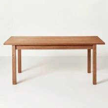 Plank Top Rectangular Wood Dining Table With Magnolia - trắng - Xem 3