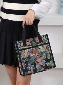 DLIU 新款加厚提花面料手提袋、午餐袋、便当袋、保温饭盒袋、手提袋、多功能袋带铝箔隔热层、拉链封口（非全封闭） - 彩色 - 查看 10