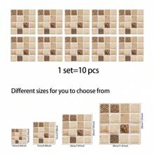 10pcs Mosaic Ceramic Tile Wall Stickers, 2D Flat Modern PVC Self-Adhesive Removable Wallpaper, Suitable For Home, Kitchen, Room, Wall Decor - Multicolor - View 4