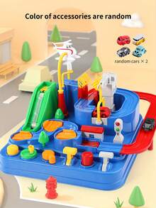 1 件儿童赛车冒险玩具、轨道赛车益智游戏玩具、幼儿礼物（颜色随机，附赠 2 辆迷你汽车）