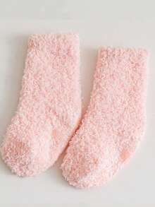 1 Pair Coral Fleece Thick Non-Slip Floor Socks For Babies, Toddler Crew Socks For Indoor Wear, Autumn/Winter - Multicolor - View 25