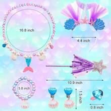 Girls Mermaid Costume, Girls Princess Dress With Mermaid Accessories, Long Evening Dress Costume For Girls, Mermaid Dress For Cosplay, Carnival, Wedding, Birthday Party - 彩色 - 查看 6