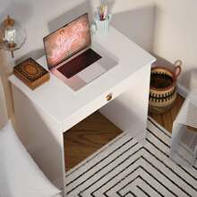 Quality Furniture Escrivaninha Home Office Mesa Para Computador Notebook Com Gaveteiro - Branco - Visão 4