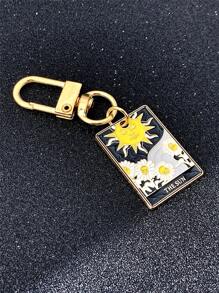 5 件/套嘻哈朋克星日月形滴油吊坠钥匙扣，适合日常搭配、派对和朋友礼物汽车配件包饰书包配件挂绳带身份证夹汽车配件包饰