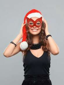 1 件红色 PU 皮革性感猫女面具，成人用品，女性角色扮演性感圣诞猫女眼罩，成人情趣道具，适合情侣圣诞游戏派对，角色扮演 - 紅色 - 查看 1