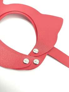 1 件红色 PU 皮革性感猫女面具，成人用品，女性角色扮演性感圣诞猫女眼罩，成人情趣道具，适合情侣圣诞游戏派对，角色扮演 - 紅色 - 查看 4