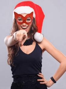 1 件红色 PU 皮革性感猫女面具，成人用品，女性角色扮演性感圣诞猫女眼罩，成人情趣道具，适合情侣圣诞游戏派对，角色扮演 - 紅色 - 查看 2