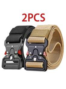 3/2/1pc New Men's Casual Nylon Belt Tactical Quick Release Buckle Outdoor Training Pants Belt Workwear Belt Summer, School