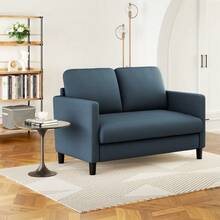 Teddy Velvet Sofa Modern Couch Love Seat Settee Room Apartment Office Couch - 51吋藍色 - 查看 5