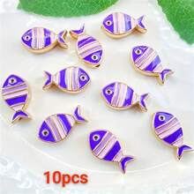 10 mặt dây chuyền giọt dầu hình cá nhiều màu DIY thủ công, dùng làm vòng tay, hoa tai, vòng cổ, phụ kiện trang sức bằng hợp kim - cá nhỏ - Xem 14