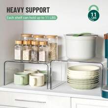 Clear Cabinet Organizer, Shelf Organizer 2 Sets For Kitchen Organizers And Storage, Display Pantry Cabinet Shelf, Room Decor Countertop Desk Organizer Shelves, Ideal For Spice Organization For Cabinet - 白色 - 查看 7
