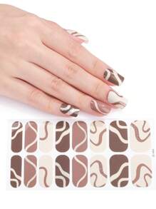 1 张 16 片美甲全覆盖贴纸渐变闪光猫眼粘性滑块 DIY 指甲油美甲贴纸贴花 - 彩色 - 查看 11