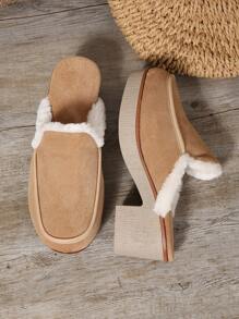 女士休闲高跟缝合封闭式趾套脚浅口鞋 - 棕色 - 查看 6