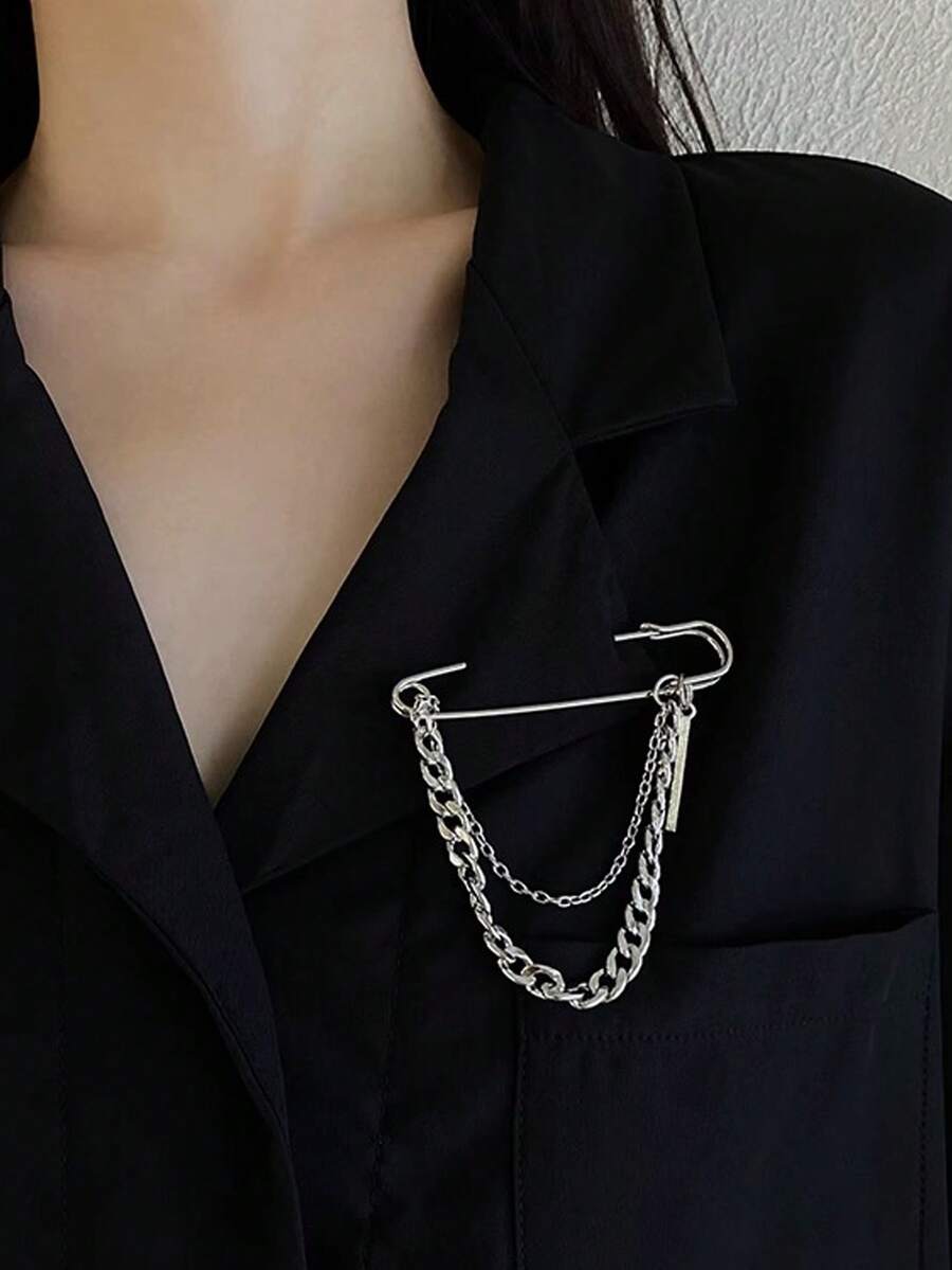 Ghim cài áo xích thời trang, Phụ kiện trang trí kim loại thời trang đường phố, Phụ kiện quần áo Unisex, Vừa vặn với vòng eo, Thích hợp làm quà tặng Giáng sinh, Năm mới, Ngày lễ tình nhân