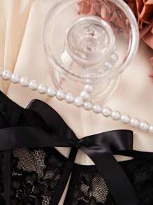 1 件女士性感黑色蕾丝蝴蝶结开裆内裤，私密内衣，适合情人节、圣诞节、卧室、夜总会、外出 - 黑色 - 查看 4