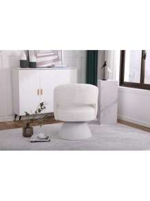 Swivel Accent Chair Armchair, Round Barrel Chair In Fabric For Living Room Bedroom,White,DreamDecor