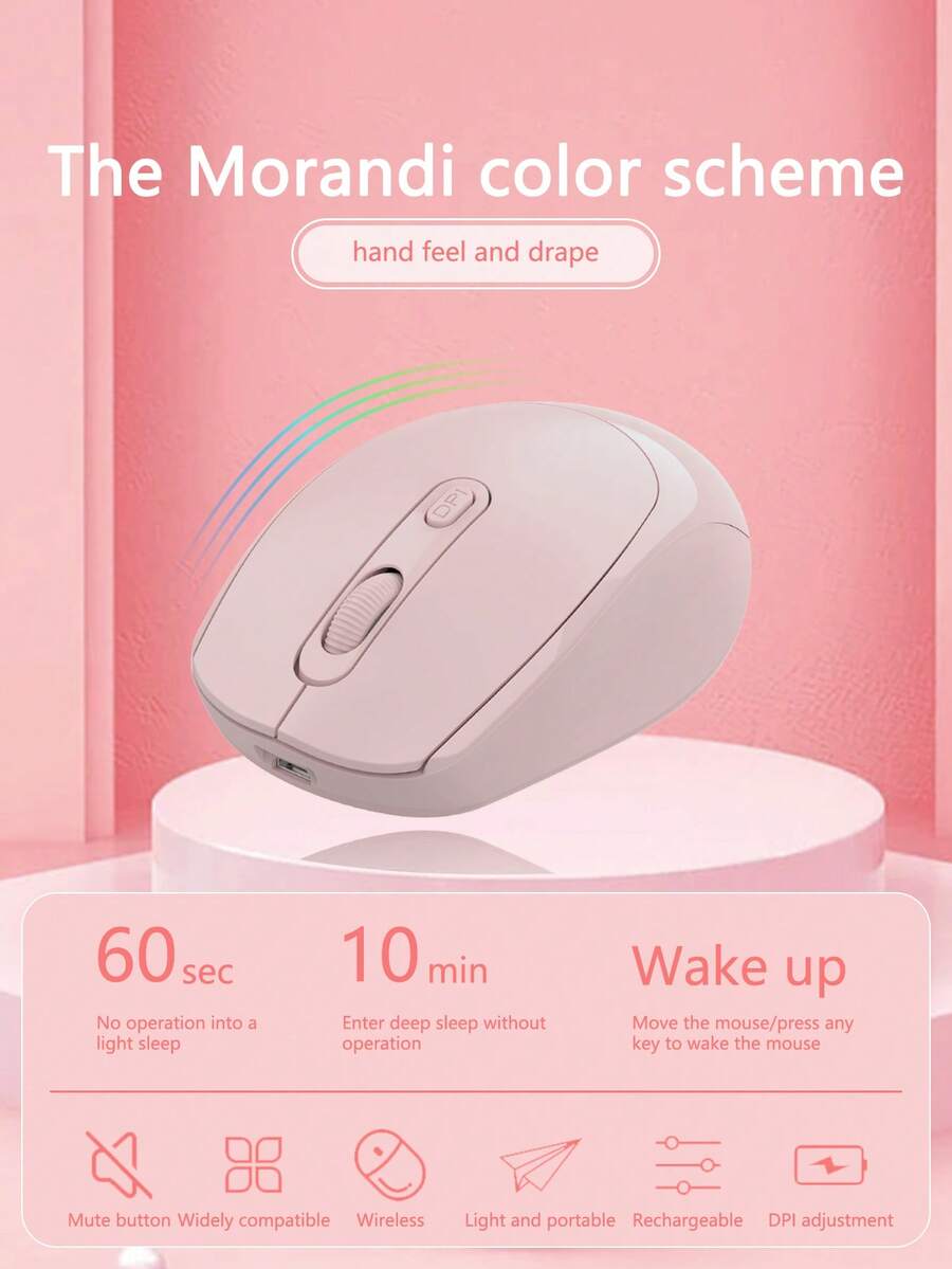 1pc Bluetooth Dual Mode Wireless Rechargeable Silent Mouse, Backlit