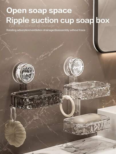 1 khay đựng xà phòng có đế hút chân không mạnh mẽ, không cần khoan, giá đỡ xà phòng có thể tháo rời dùng cho vòi sen, phòng tắm, bồn tắm và bồn rửa nhà bếp. Trang trí nhà tắm, dụng cụ sắp xếp phòng tắm, trang trí mùa thu, trang trí phòng tắm cho năm học mới.