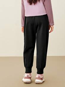 mini bala 男童女童新款可调节宽松长裤2024年秋季 - 黑色 - 查看 3