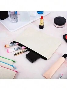 1 chiếc Túi cầm tay nữ làm theo yêu cầu, Túi đựng đồ trang điểm, Độc đáo, Nhỏ, Di động, Quà tặng, Dễ thương, In hình trái tim, Có thể gập lại, Sức chứa lớn, Ví đựng tiền xu, Có thể đựng điện thoại, Túi đựng đồ trong túi - Màu be - Xem 7