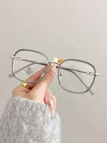 1 chiếc kính kim loại gọng vuông phong cách Hàn Quốc, trang trí bằng đá giả, kính cận, thời trang, nhiều màu sắc cho nam và nữ - Trong sáng - Xem 6