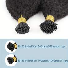 I Tips 接发 真人发质 卷曲直发 1B 自然黑 20 英寸预粘合 Itip 接发 - Natural Black - 查看 6