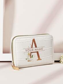 Personalized Name Signature Crocodile Pattern Letter Flower Design Multi-Card Wallet Purse As Valentine's Day Mother's Day Birthday Gift, Purses And Bags Women