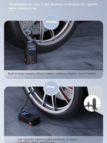 8000mAh Portable Car Jump Starter, 5-In-1 Tire Inflator With Digital Air Compressor, LED Display, USB Charging, Multi-Function Emergency Flashlight, Outdoor Sports Wireless Air Pump, LED Lighting - Multicolor - View 8