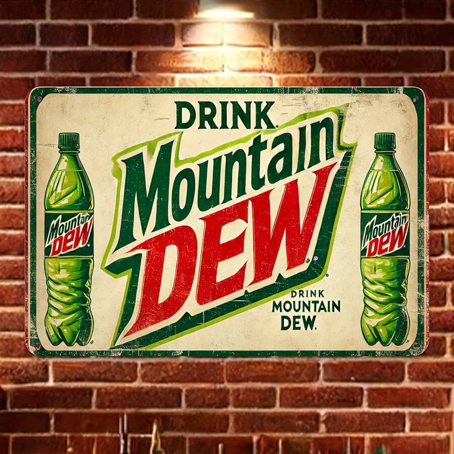 Vintage Style Mountain Dew Metal Sign, 8 X 12 Inch - Iron Wall Art Decor, Suitable For Cafes, Kitchens, Bars And Homes, Gardens, Outdoor Inspirations, Great For Collectors And Gifts.,Stickers,Wall Decal,Vinly Decal For Home Decorations,Spring Decoration Items Refesh Your Home,Rama Decoration Stickers Birthday Graduation