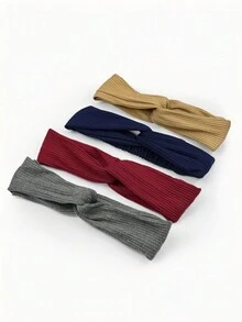 8/2/4 件套针织头带，欧式交叉弹力纯色温暖时尚手工发带，女士发饰 - 彩色 - 查看 4