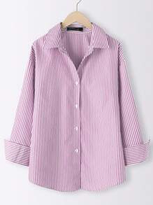 ZANZEA Fashion Women Buttons Long Sleeve Striped Casual Blouse Ladies Office Work Tops Shirt - 粉色 - 查看 7