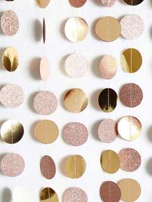 闪光香槟金装饰纸波尔卡圆点花环派对丝带背景吊袜带挂饰横幅 / 婚礼 / 单身派对 / 新娘送礼会 / 圣诞节 / 家庭 / 订婚 / 新年 - 粉紅金色 - 查看 4