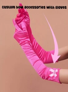 1 pezzo Fiocco decorativo personalizzato + 1 paio di guanti colorati per matrimoni e feste, ideali per occasioni formali in inverno