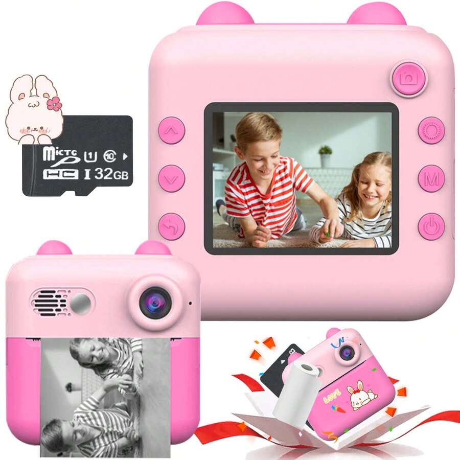 儿童快照相机，适合 6-12 岁男孩和女孩的生日礼物，即时照片打印，高清幼儿数码相机便携式玩具，5 种滑动游戏，享受娱乐时光，捕捉童年的每一个瞬间，高清视频录制，适合 6 7 8 9 10 岁男孩和女孩的便携式幼儿玩具 - 彩色 - 查看 1
