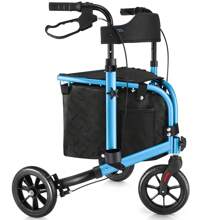 3 Wheel 8" Wheels Rollator Walker Aluminum , Foldable Lightweight With Seat Backrest Pouch