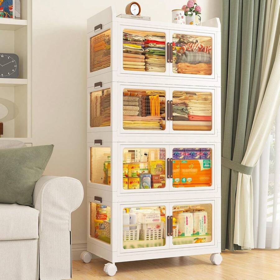 Storage Bins With Lids, Stackable Storage Bins With Wheels And Doors ...