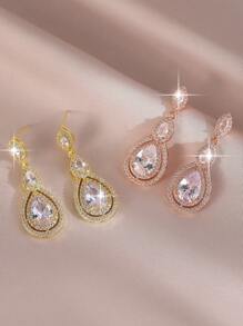 1 Đôi Quyến Rũ Giọt Nước AAA Cubic Zirconia Tòn Ten Bông Tai Nữ Cưới Đính Hôn Kỷ Niệm Trang Sức Dự Tiệc Quà Tặng Ngày Của Mẹ - giọt nước - Xem 5