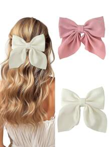 Juego de 2/3/4/5 pinzas para el cabello de colores cortas con lazo para niñas, pasadores de lazo clásicos suaves, diadema de seda vintage con pinza metálica, accesorios elegantes para el cabello, gran regalo para niñas