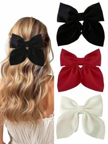 Juego de 2/3/4/5 pinzas para el cabello de colores cortas con lazo para niñas, pasadores de lazo clásicos suaves, diadema de seda vintage con pinza metálica, accesorios elegantes para el cabello, gran regalo para niñas