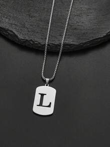 1 pièce Collier en acier de titane avec 26 lettres anglaises pour hommes et femmes, étudiants et couples, design minimaliste, polyvalent, collier de bénédiction initiale, convient pour un port quotidien, fête, Noël, Saint-Valentin, cadeau - Argent - Voir 20